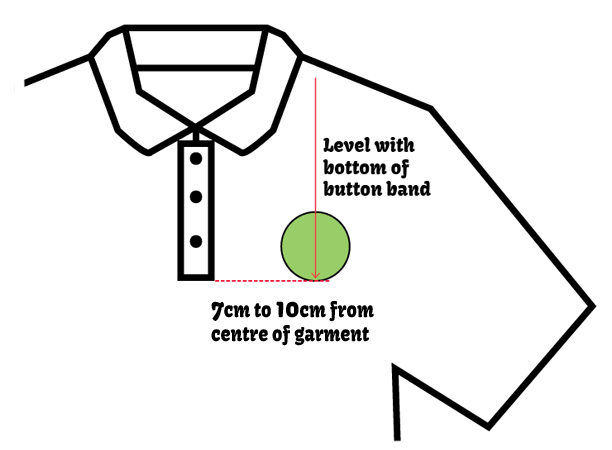 embroidered school badge polo shirt position